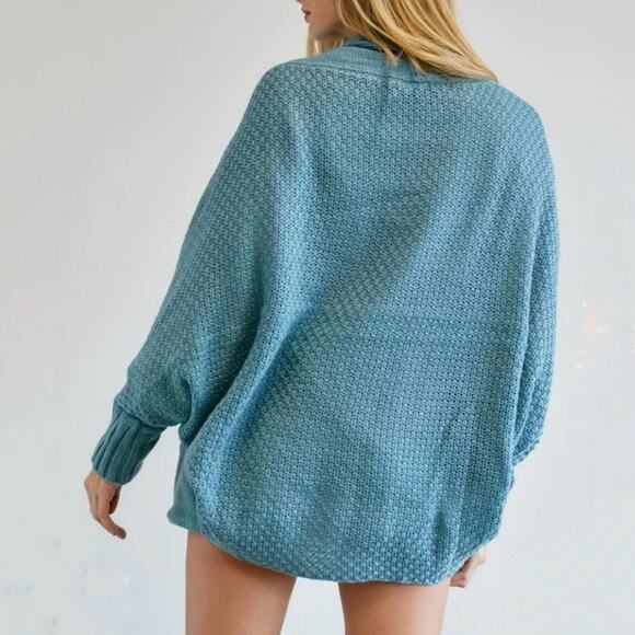 NWT Davi & Dani Dolman Sleeve Knit Pattern Cardigan Blue Casual Boho Size 3XL - Picture 13 of 14